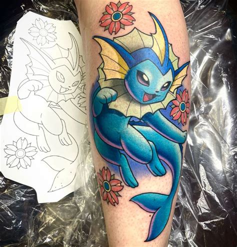 vaporeon tattoo|mudkip tattoo.